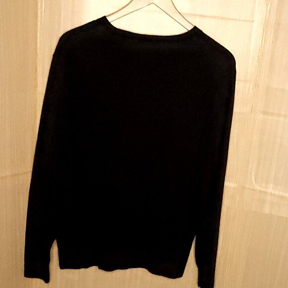 Eddie Bauer Mens Grey Cashmere Cotton V Neck Sweater Large - Picture 2 of 4